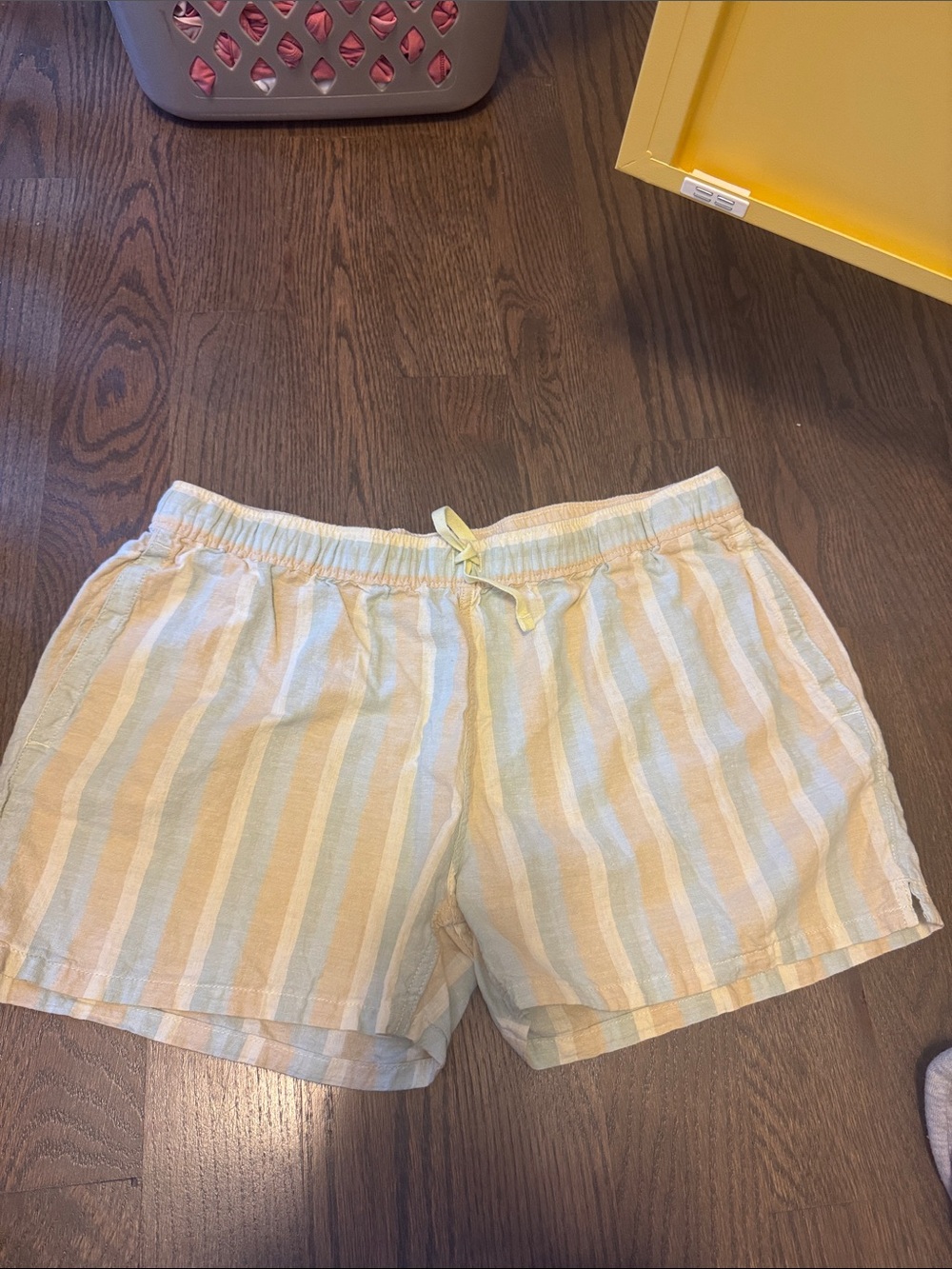Patagonia Women's High-Waist Striped Shorts in Yellow & Cream